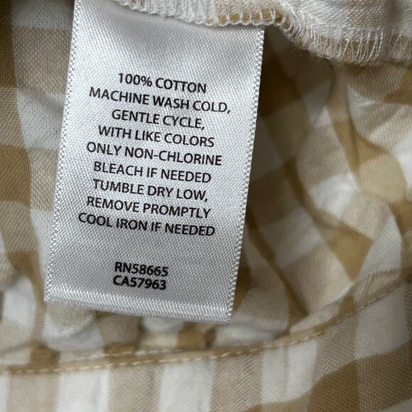 BP Gingham Balloon Sleeve Cotton Top Ivory Beige Size Small Chic leisure - Picture 6 of 8